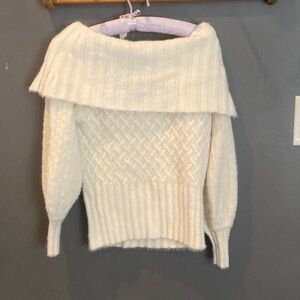 Anthropologie size XS sexy off the shoulder cream sweater EUC